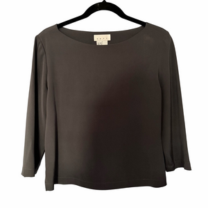 Gett Thick Woven Silk Boxy Top Dark Gray Size M